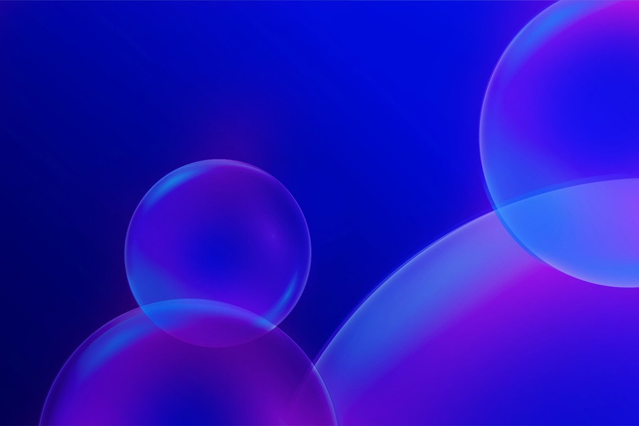Blue and purple spheres on a blue background