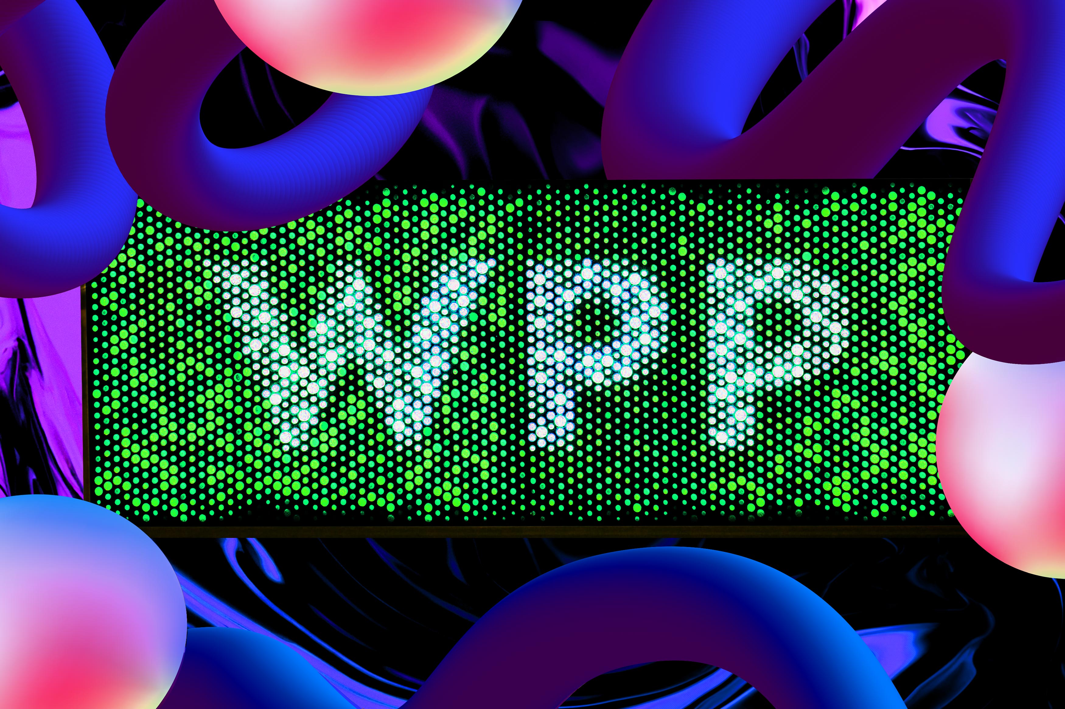 WPP logo on green background surrounded by shapes