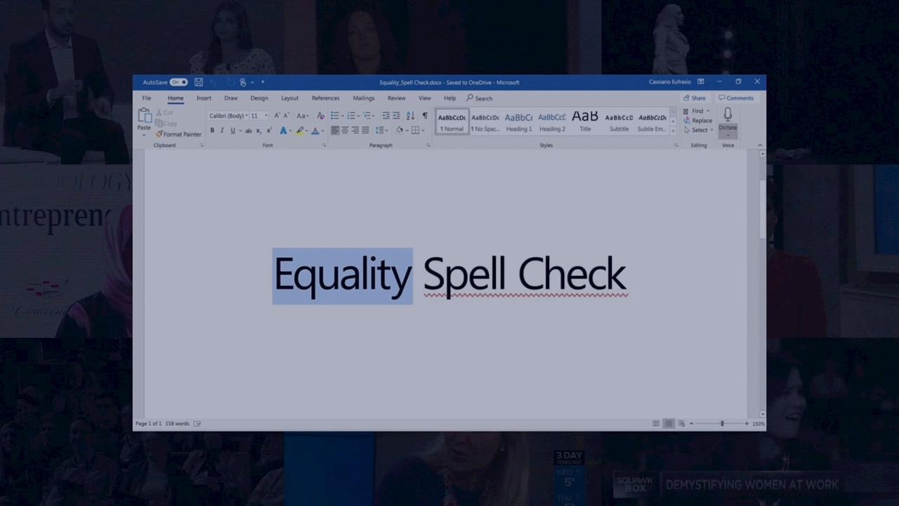 "Equality Spell Check" on computer screen