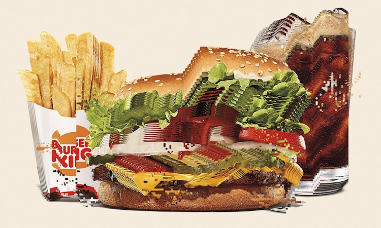 Glitched image of a Burger King meal