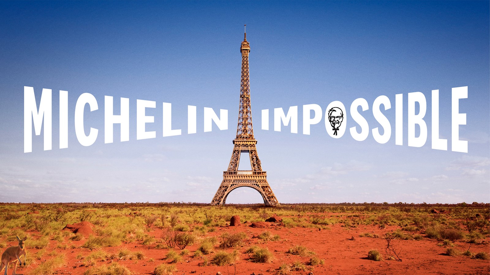 Text reading Michelin Impossible with eiffel tower set in Australia and the KFC logo