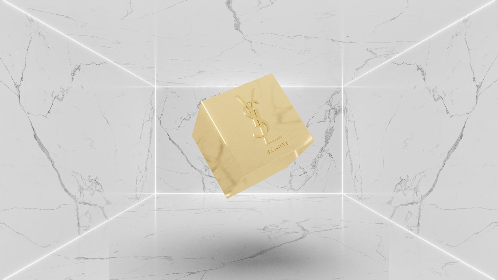 YSL Gold Block NFT on a light marbled background