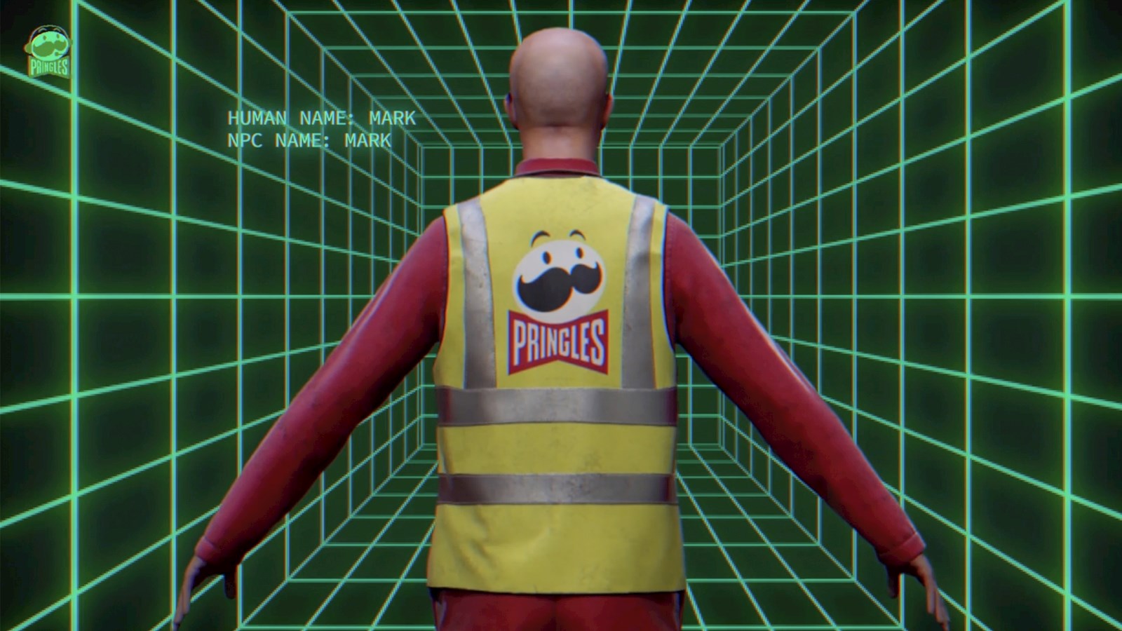 AI Pringles character in a futuristic background