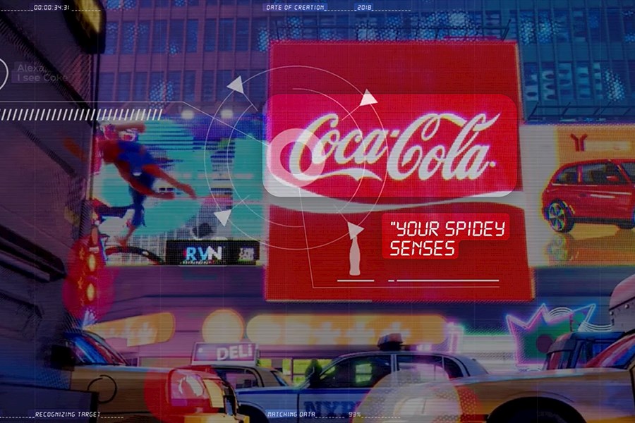 Virtual target showing on top of a Coca-Cola logo