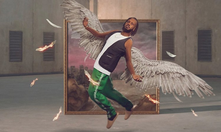 Abebe Bikila as Icarus coming out of an oil painting