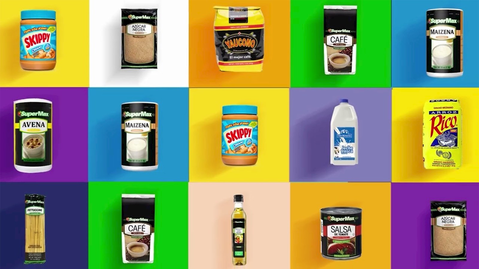 collage of food items on colourful background