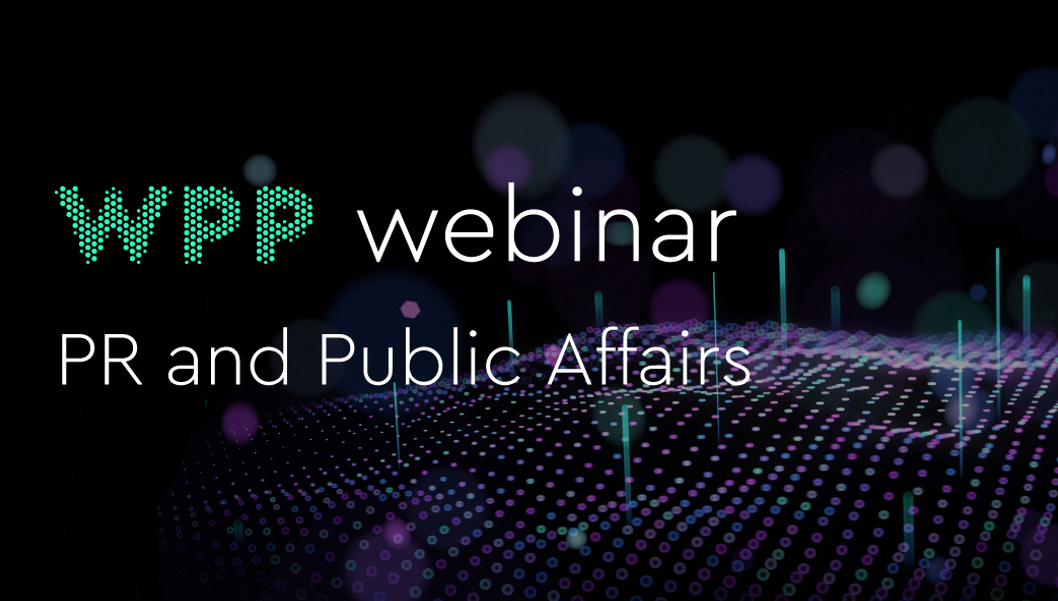 "WPP webinar PR and Public Affairs" text on purple background