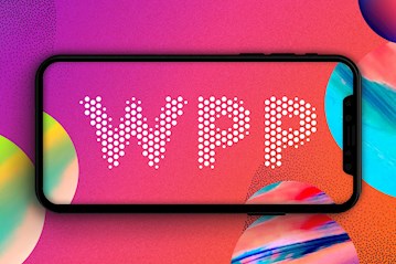Pink background with obs, with WPP logo on phone screen
