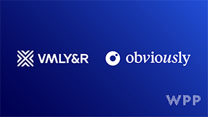 VMLY&R and Obviously logo on blue background