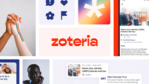 Collage of images and Zoteria logo
