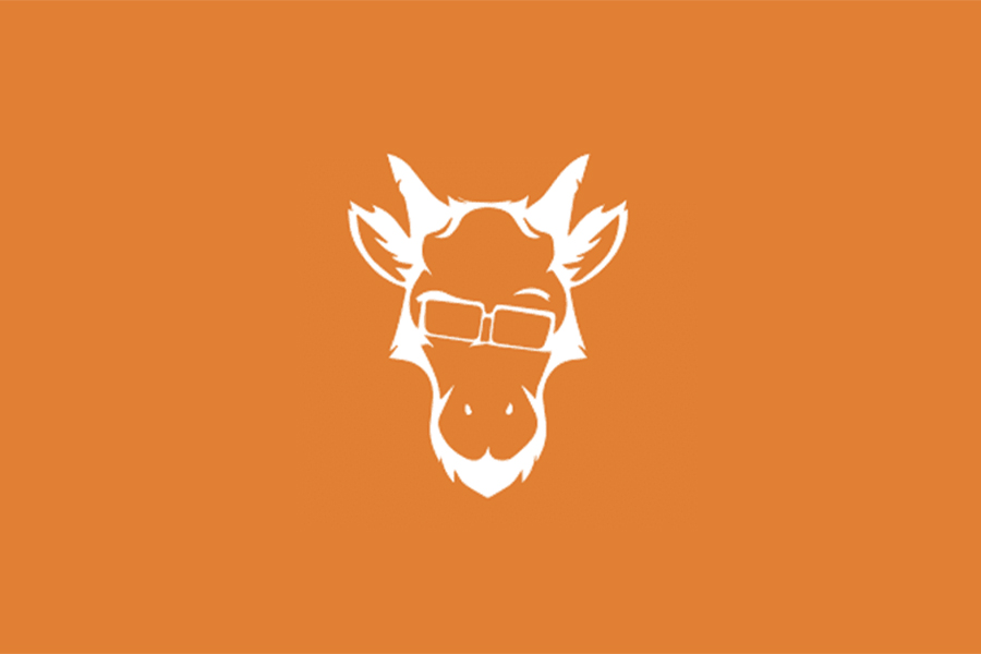 Goat logo on orange background