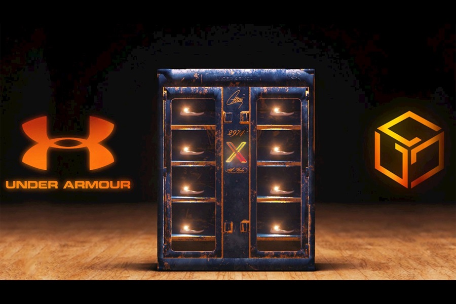 Berlin Cameron: Under Armour's Genesis Curry Flow campaign imagery with trainer storage at the centre of the image