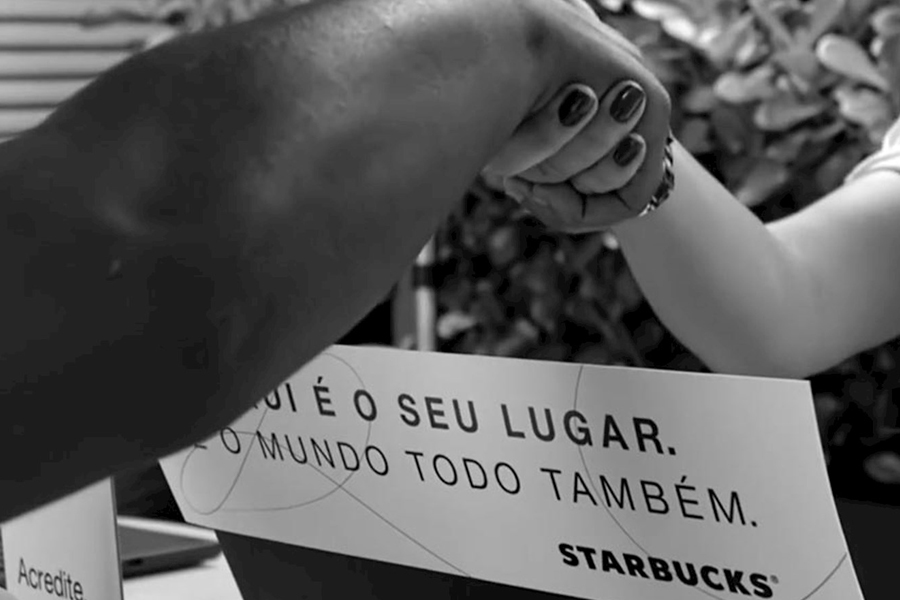 Starbucks I am campaign with people shaking hands