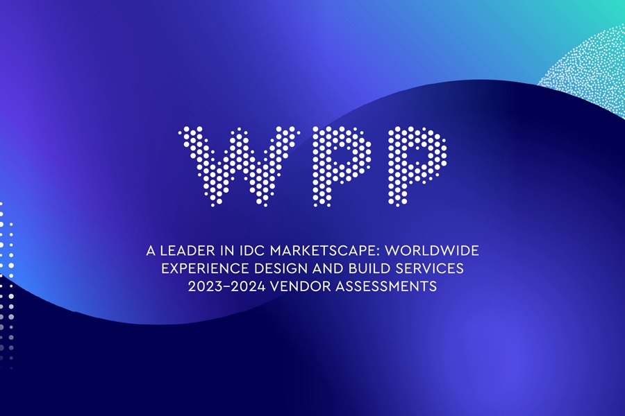 WPP logo on blue background about IDC award