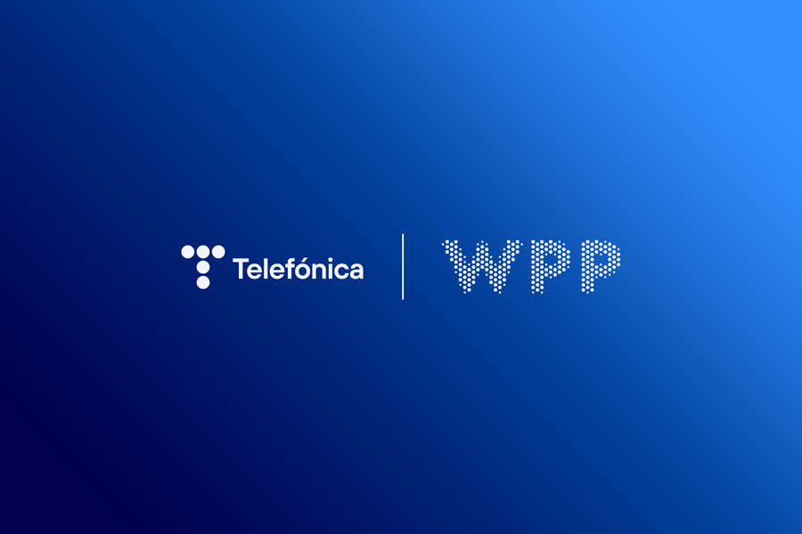 Telefonica and WPP logos on blue background