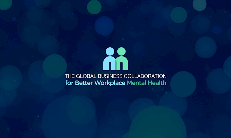 Global Business Collaboration for Better Workplace Mental Health logo on blue background