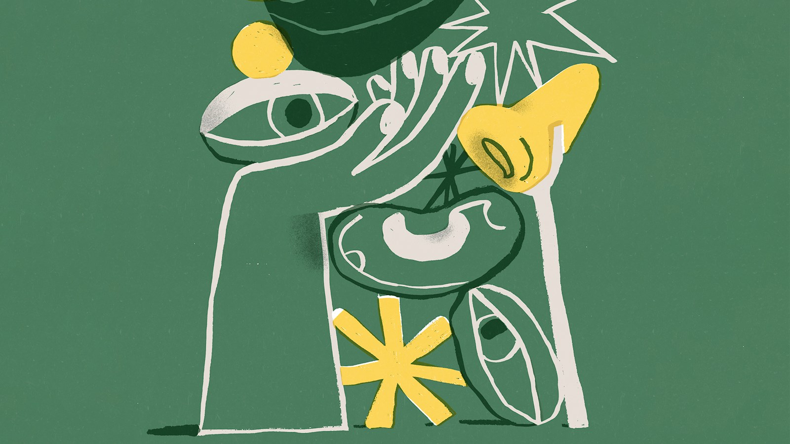 Illustration of senses on green background 