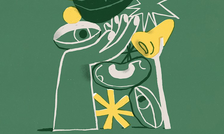 Illustration of senses on green background 