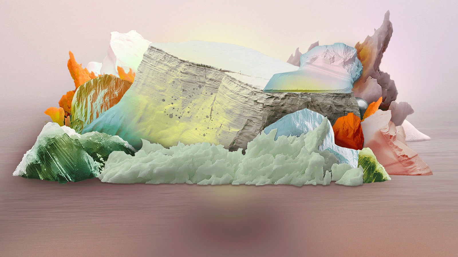 Report cover image showing an abstract picture of mountains and icebergs