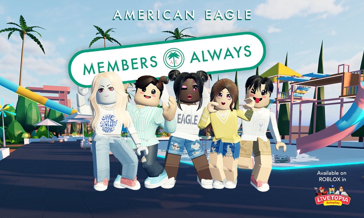 Roblox characters wearing American Eagle clothes 