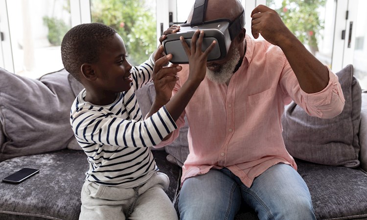 Family using VR headsets