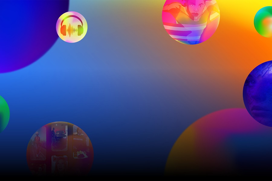 Orbs on colourful background