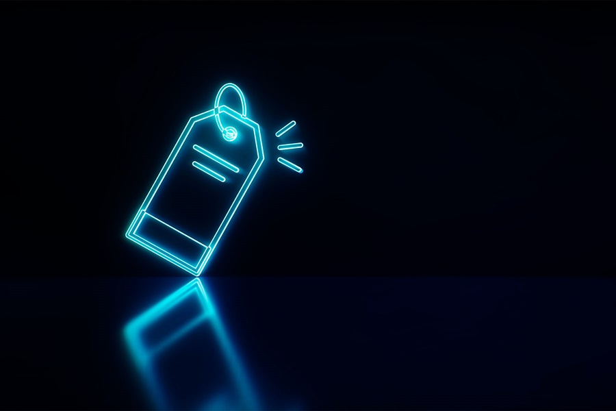 Tag neon icon for discount