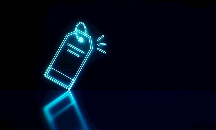 Tag neon icon for discount