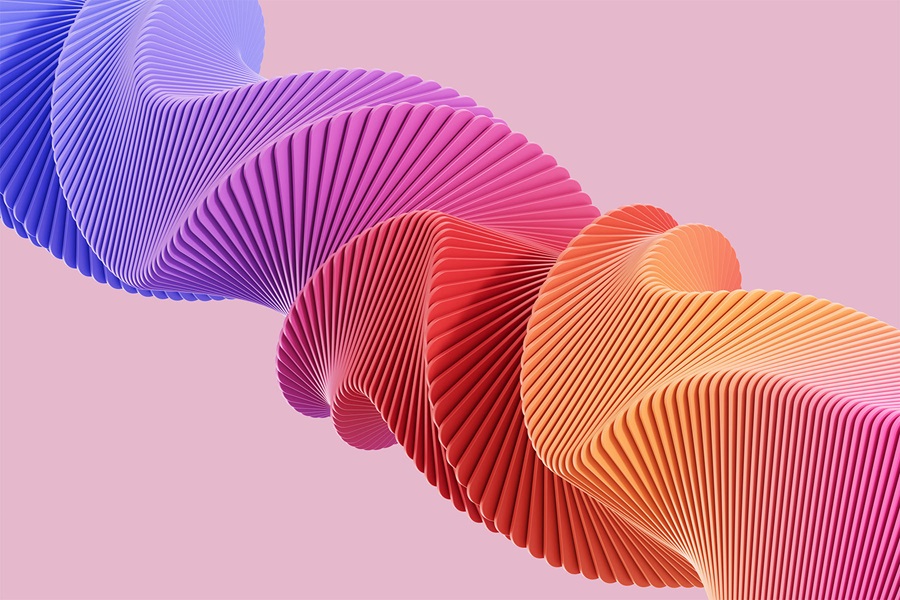 Digitally generated image of abstract twisted shapes