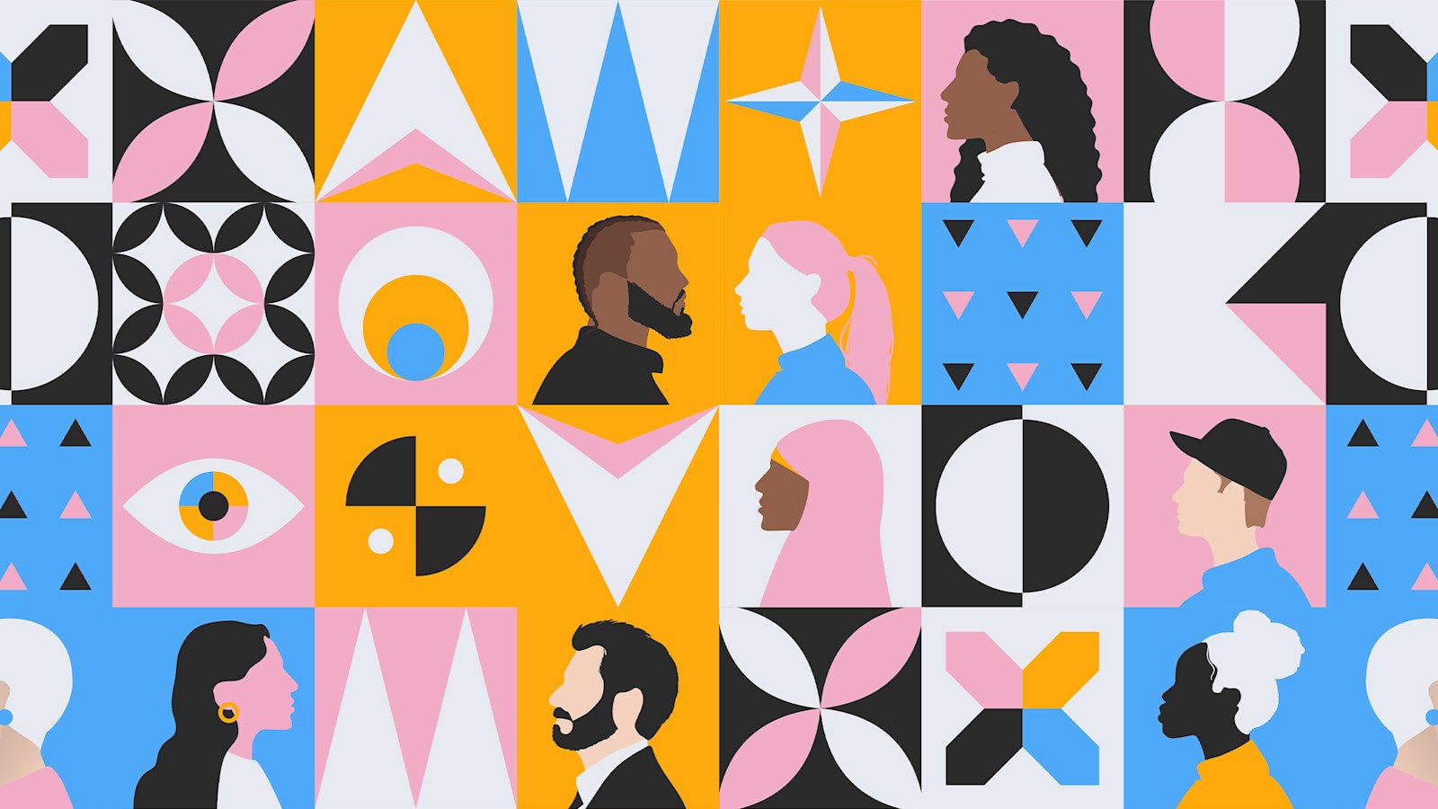 illustration of abstract people from different cultures and age