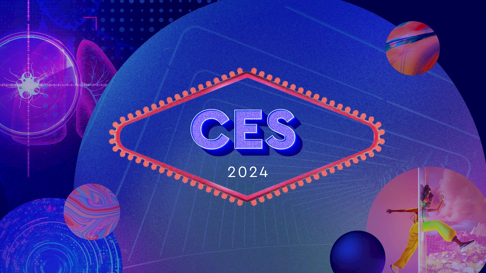 CES 2024 on blue and purple background