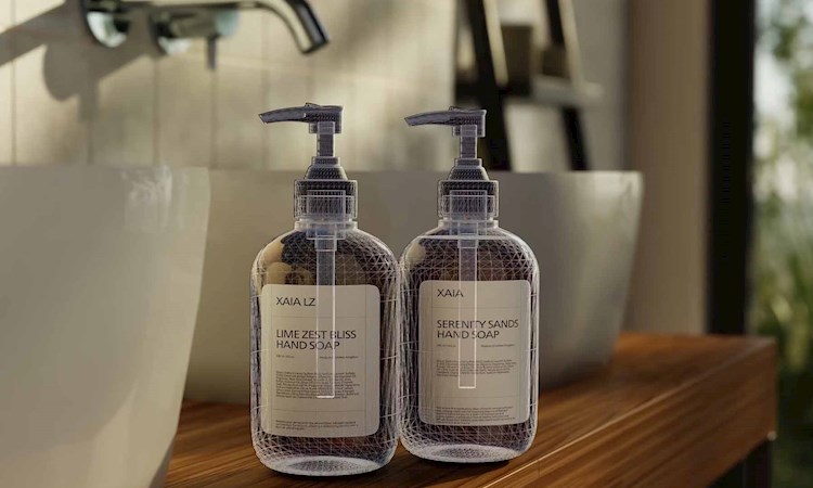 3D generated soap bottles in the a bathroom