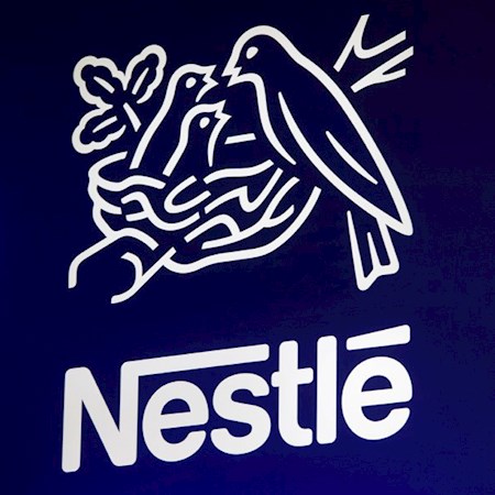 Nestle logo on blue background